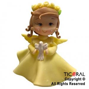 ADORNO MU�ECA ANGELITO CON VESTIDO AMARILLO PORCELANA FRIA x 1